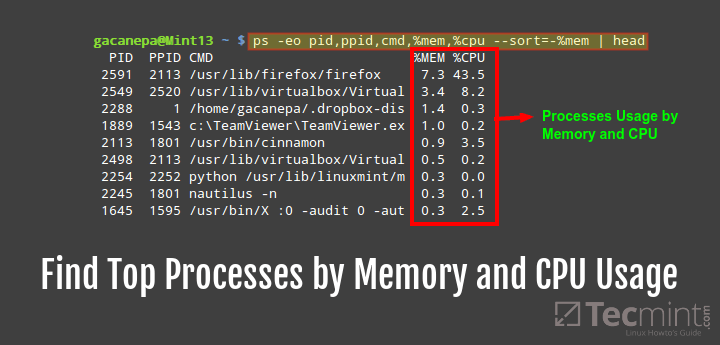 Find Top Running Processes by Highest Memory and CPU Usage in Linux