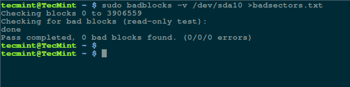 How to Check Bad Sectors or Bad Blocks on Hard Disk in Linux