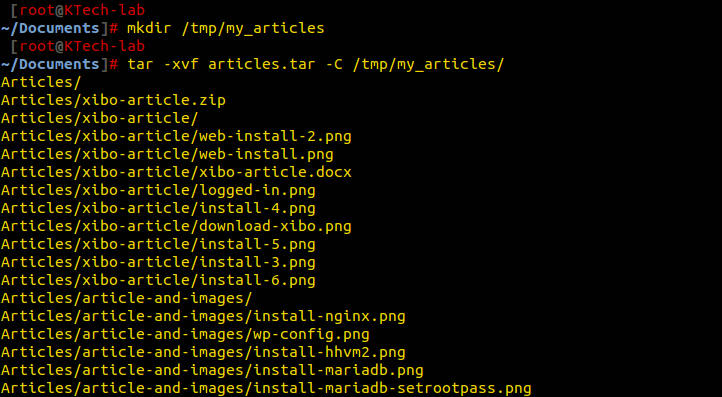How to Extract Tar Files to Specific or Different Directory in Linux