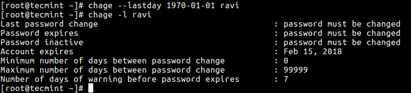 How to Force User to Change Password at Next Login in Linux
