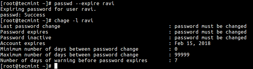How to Force User to Change Password at Next Login in Linux