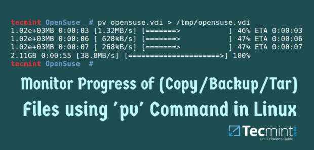 How to Monitor Progress of (Copy/Backup/Compress) Data using &#8216;pv&#8217; Command