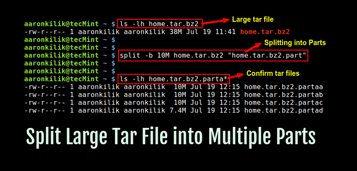 How to Split Large &#8216;tar&#8217; Archive into Multiple Files of Certain Size