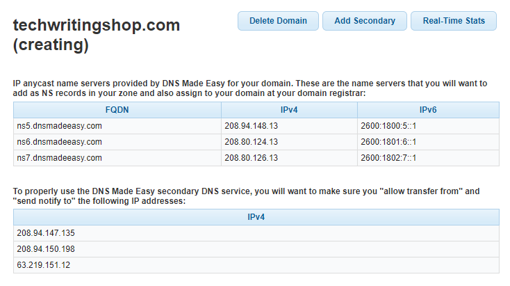 How to Use DNS Made Easy to setup Secondary DNS Services