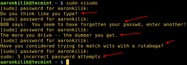 Let Sudo Insult You When You Enter Incorrect Password
