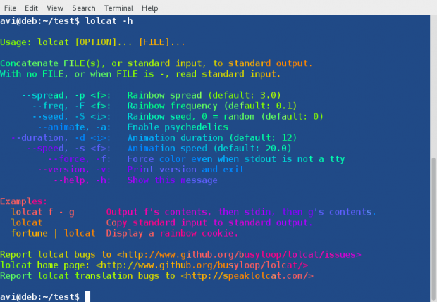 Lolcat &#8211; A Command Line Tool to Output Rainbow Of Colors in Linux Terminal