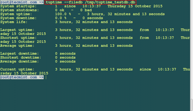 tuptime &#8211; Shows Historical and Statistical Running Time of Linux Systems