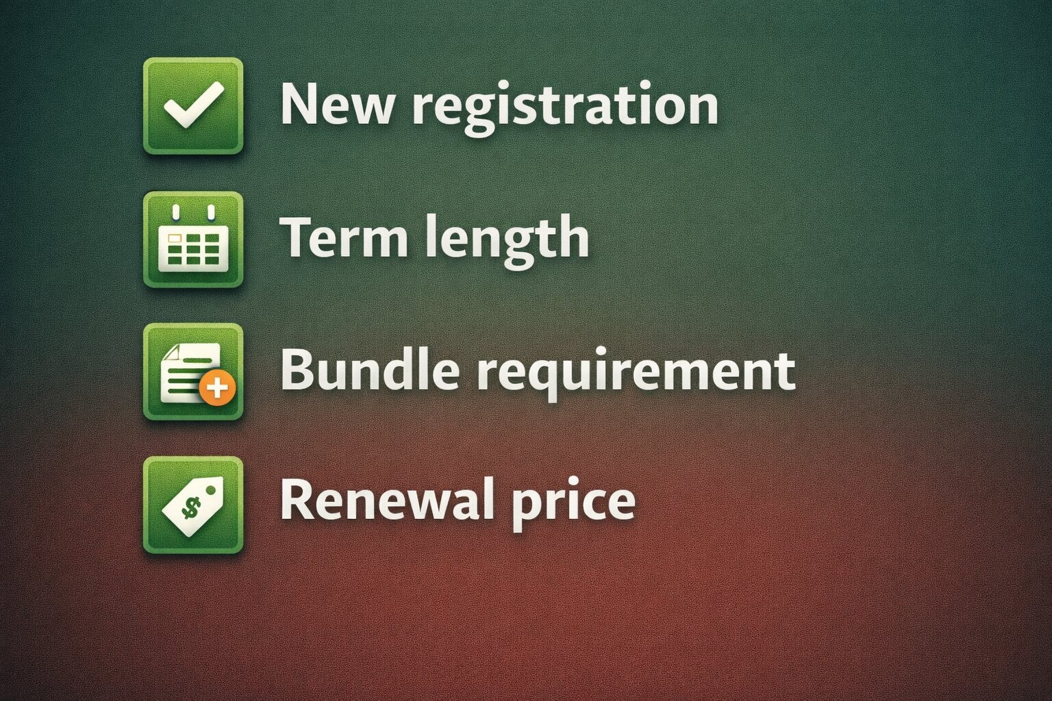 Visual checklist of factors to evaluate a Domain Coupon