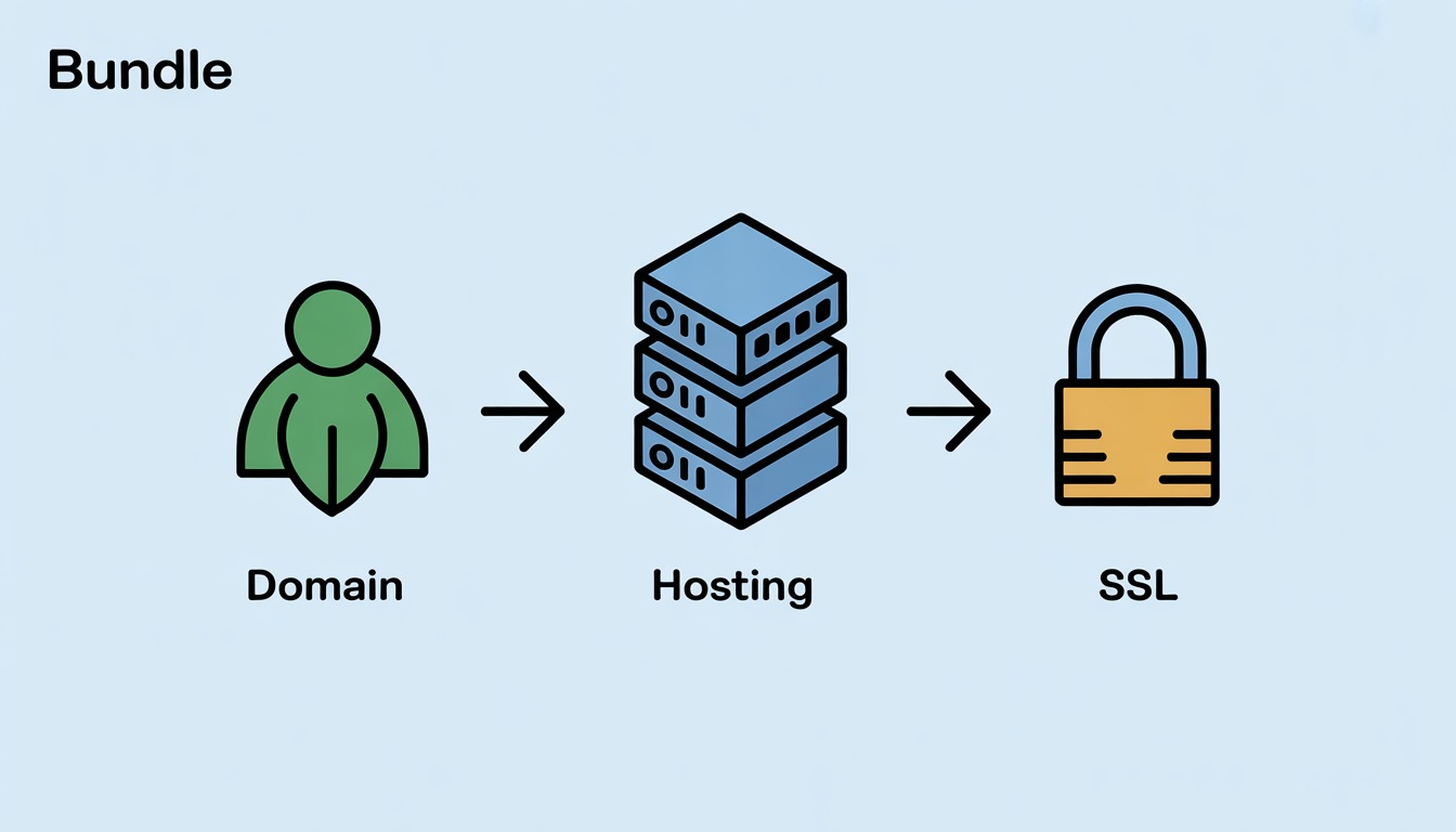 Diagram showing a hosting bundle that includes a domain and SSL.