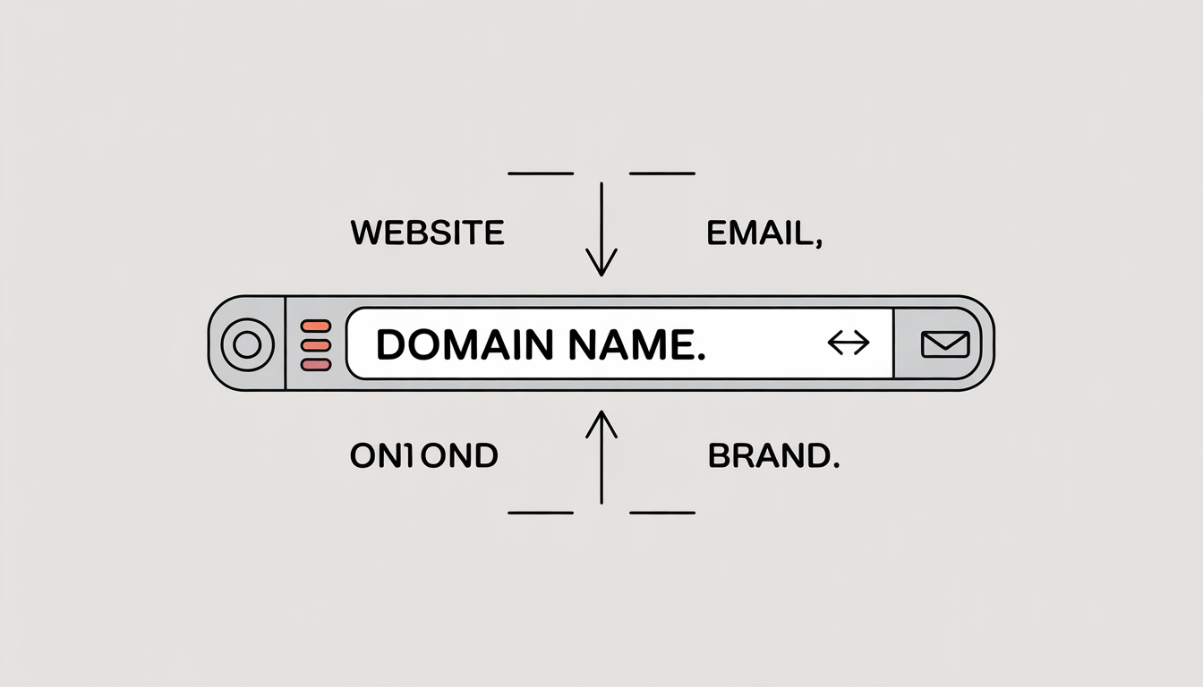 Diagram showing how a domain connects brand identity to website and email.